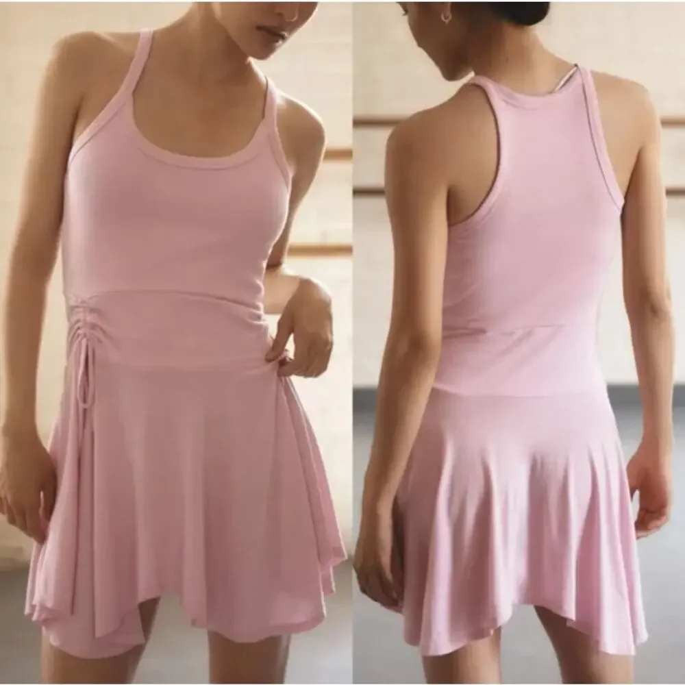 Daily Practice Anthropologie Pink Ribbed Racerback Half Pipe Mini Dress L